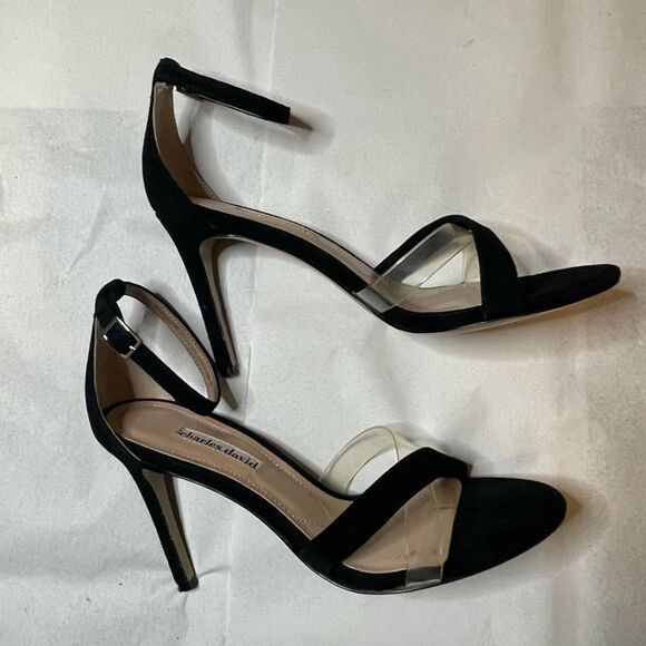 Charles David Strap Heels Black and Clear Size 9 - Picture 4 of 9
